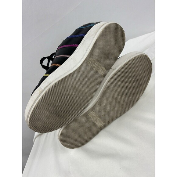 Kurt Geiger Laney Sneakers Black Leather Metallic Rainbow Piping Stripes 38.5 - Picture 13 of 15